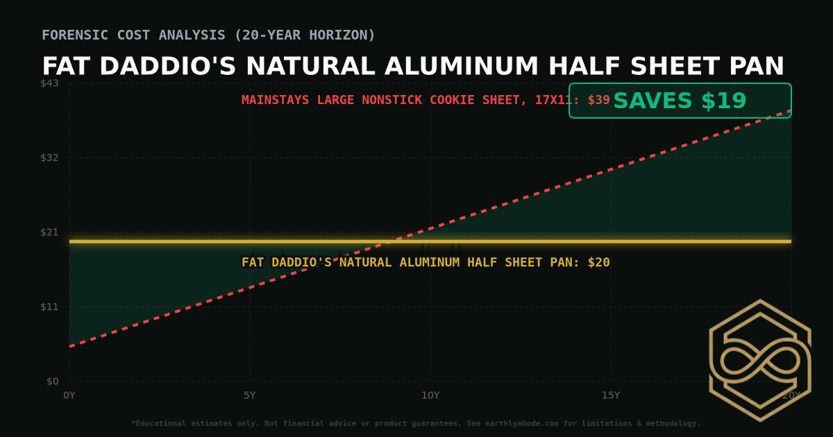 Fat Daddio's Natural Aluminum Half Sheet Pan TCO Chart: $20 vs Mainstays Large Nonstick Cookie Sheet, 17x11