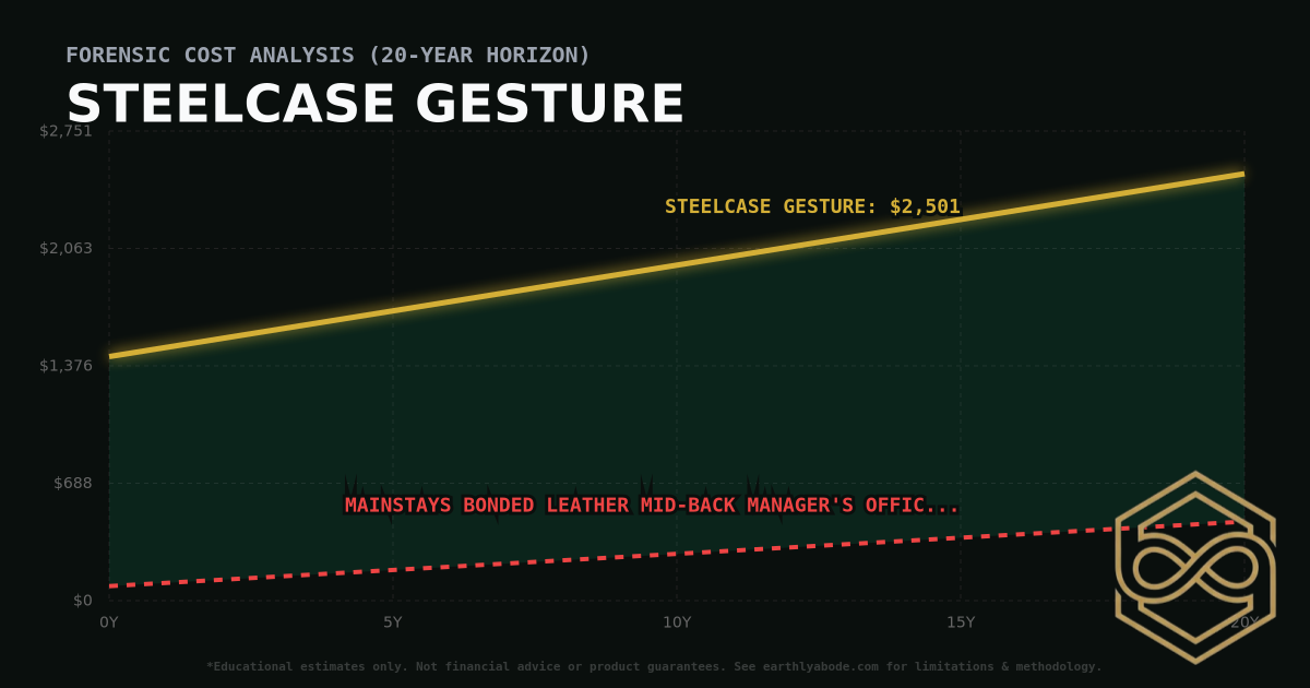 Steelcase Gesture TCO Chart: $2501 vs Mainstays Bonded Leather Mid-Back Manager's Office Chair