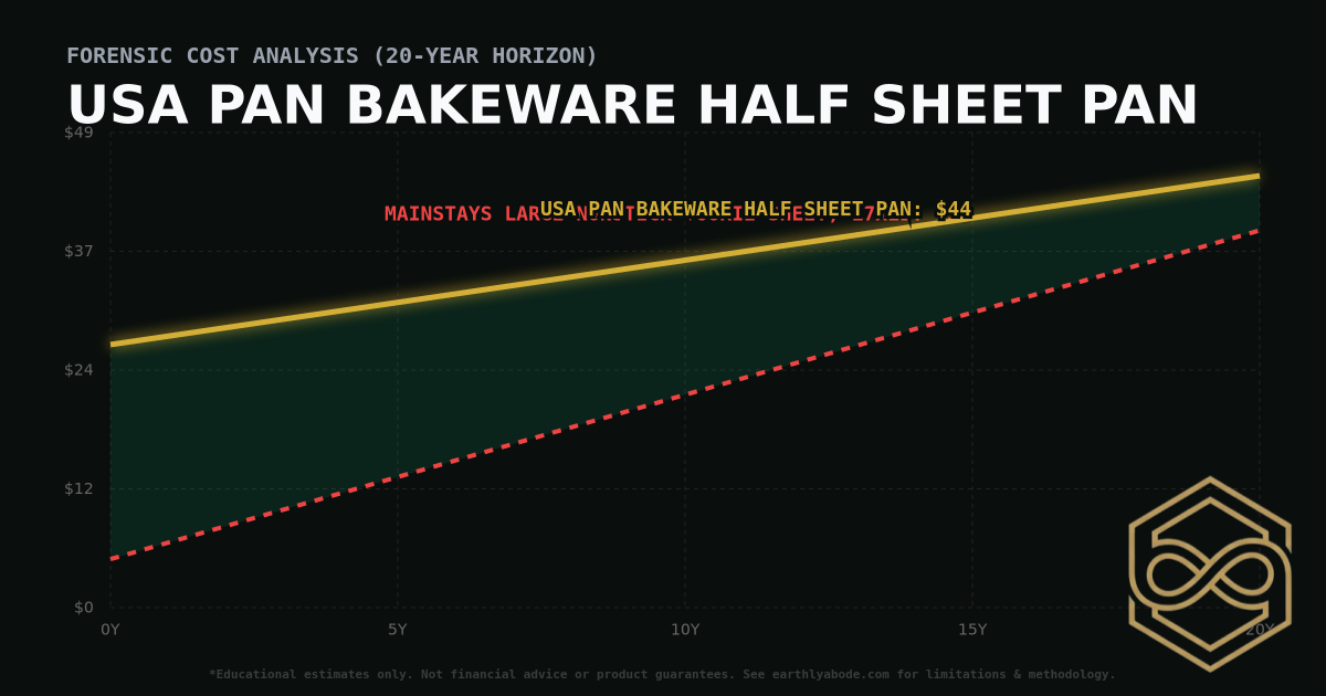 USA Pan Bakeware Half Sheet Pan TCO Chart: $44 vs Mainstays Large Nonstick Cookie Sheet, 17x11
