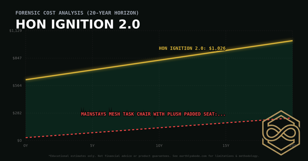HON Ignition 2.0 TCO Chart: $1026 vs Mainstays Mesh Task Chair with Plush Padded Seat