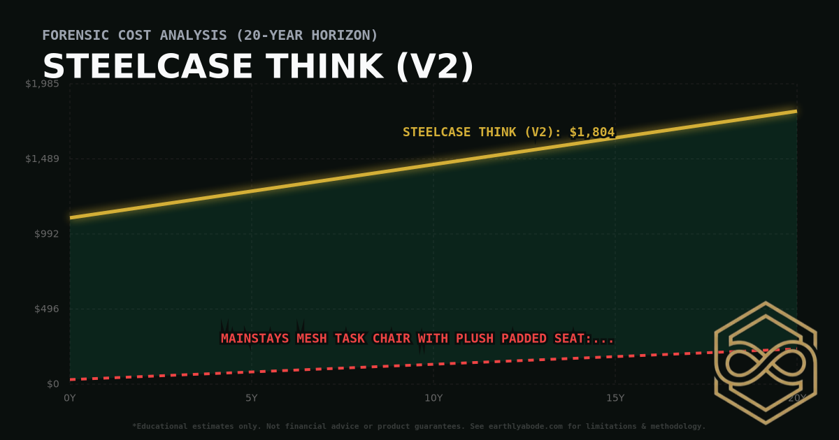 Steelcase Think (V2) TCO Chart: $1804 vs Mainstays Mesh Task Chair with Plush Padded Seat