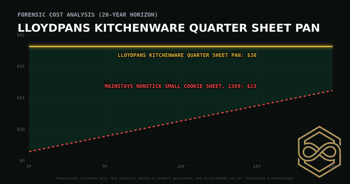 LloydPans Kitchenware Quarter Sheet Pan TCO Chart: $38 vs Mainstays Nonstick Small Cookie Sheet, 13x9