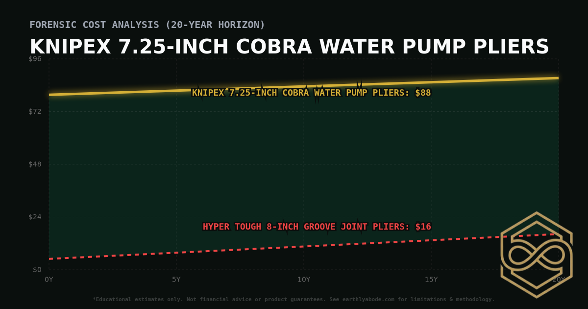 Knipex 7.25-inch Cobra Water Pump Pliers TCO Chart: $88 vs Hyper Tough 8-inch Groove Joint Pliers
