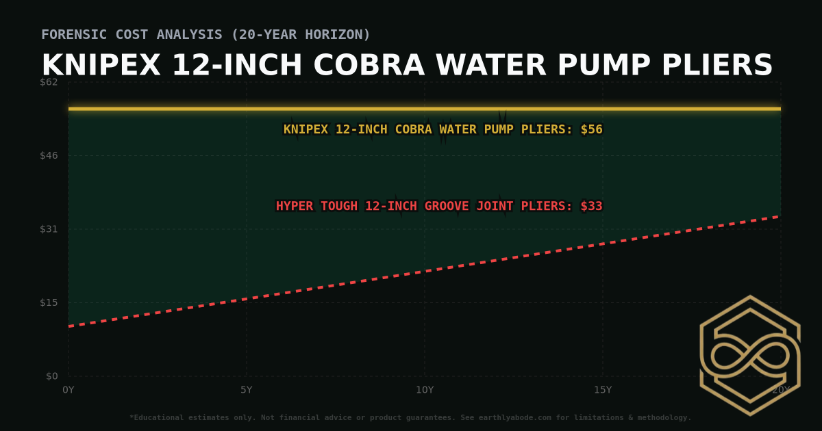 Knipex 12-inch Cobra Water Pump Pliers TCO Chart: $56 vs Hyper Tough 12-inch Groove Joint Pliers