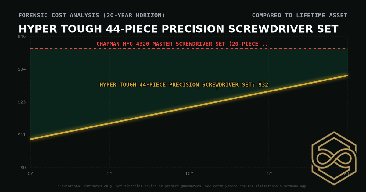 Hyper Tough 44-Piece Precision Screwdriver Set TCO Chart: $32 vs Chapman MFG 4320 Master Screwdriver Set (20-Piece)