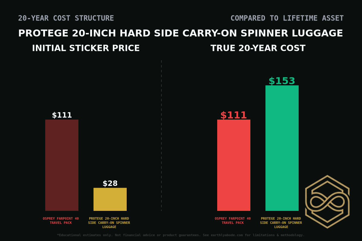 Protege 20-inch Hard Side Carry-On Spinner Luggage Cost Breakdown