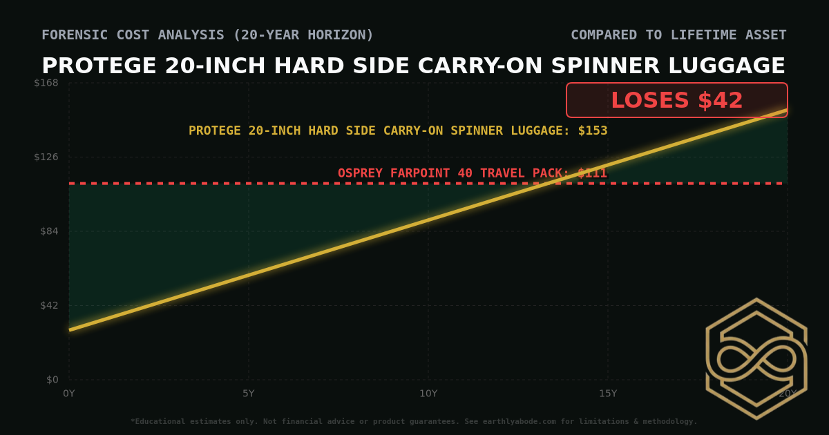 Protege 20-inch Hard Side Carry-On Spinner Luggage TCO Chart: $153 vs Osprey Farpoint 40 Travel Pack