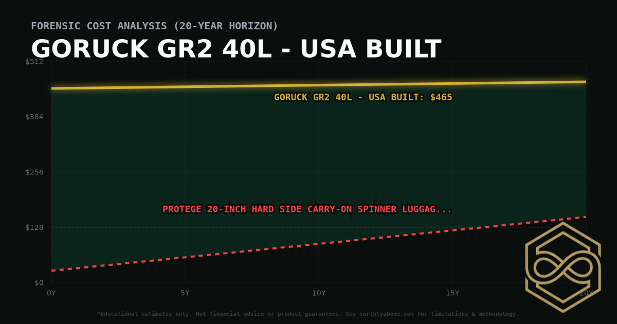 GORUCK GR2 40L - USA Built TCO Chart: $465 vs Protege 20-inch Hard Side Carry-On Spinner Luggage