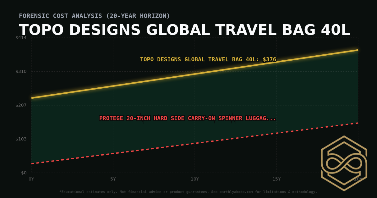 Topo Designs Global Travel Bag 40L TCO Chart: $376 vs Protege 20-inch Hard Side Carry-On Spinner Luggage
