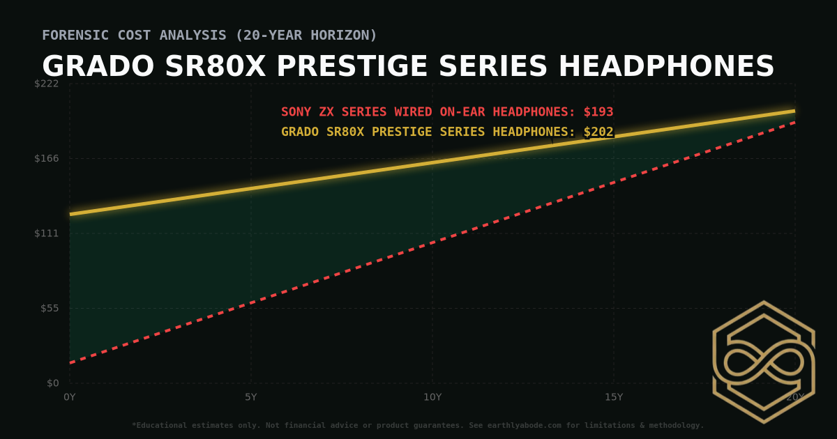 Grado SR80x Prestige Series Headphones TCO Chart: $202 vs Sony ZX Series Wired On-Ear Headphones