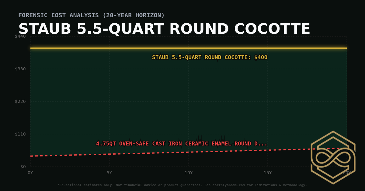 Staub 5.5-quart Round Cocotte TCO Chart: $400 vs 4.75qt Oven-Safe Cast Iron Ceramic Enamel Round Dutch Oven