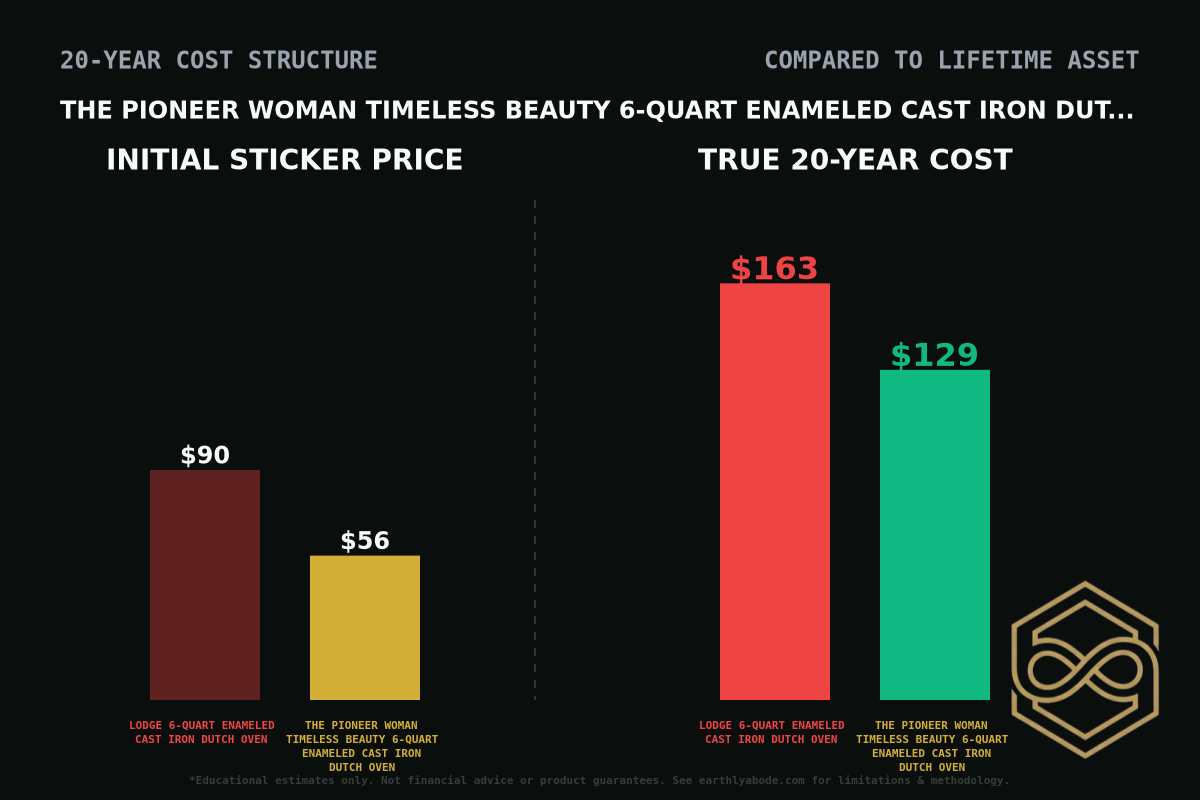 The Pioneer Woman Timeless Beauty 6-Quart Enameled Cast Iron Dutch Oven Cost Breakdown