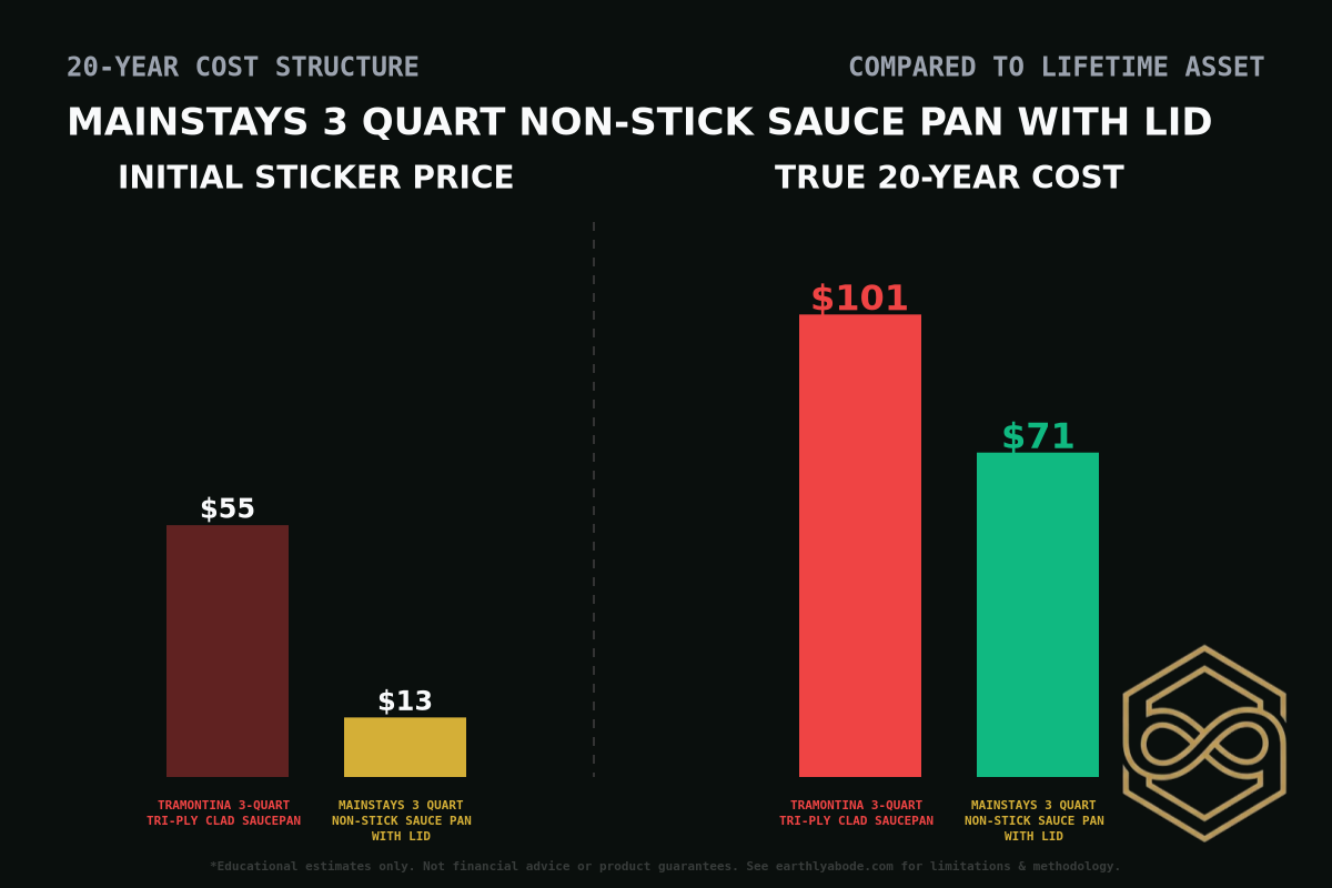 Mainstays 3 Quart Non-Stick Sauce Pan with Lid Cost Breakdown