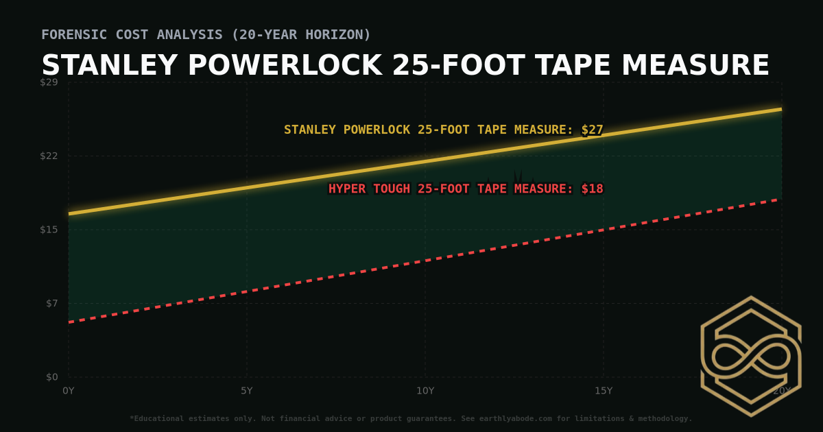 Stanley PowerLock 25-foot Tape Measure TCO Chart: $27 vs Hyper Tough 25-Foot Tape Measure