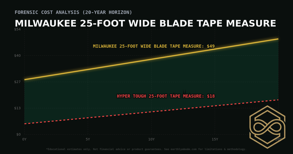 Milwaukee 25-foot Wide Blade Tape Measure TCO Chart: $49 vs Hyper Tough 25-Foot Tape Measure