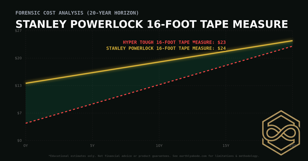 Stanley PowerLock 16-foot Tape Measure TCO Chart: $24 vs Hyper Tough 16-Foot Tape Measure