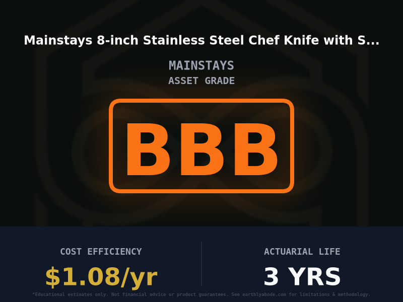 Mainstays 8-inch Stainless Steel Chef Knife with Soft Grip Asset Rating: BBB