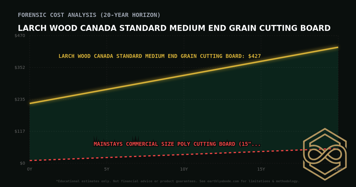 Larch Wood Canada Standard Medium End Grain Cutting Board TCO Chart: $427 vs Mainstays Commercial Size Poly Cutting Board (15" x 20")