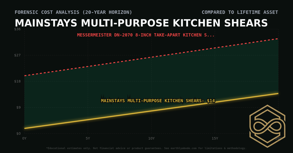 Mainstays Multi-Purpose Kitchen Shears TCO Chart: $14 vs Messermeister DN-2070 8-inch Take-Apart Kitchen Scissors