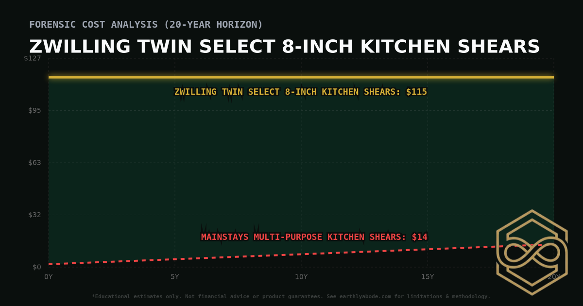 Zwilling Twin Select 8-inch Kitchen Shears TCO Chart: $115 vs Mainstays Multi-Purpose Kitchen Shears