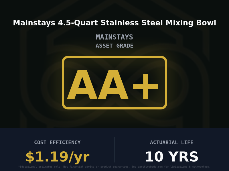 Mainstays 4.5-Quart Stainless Steel Mixing Bowl Asset Rating: AA+