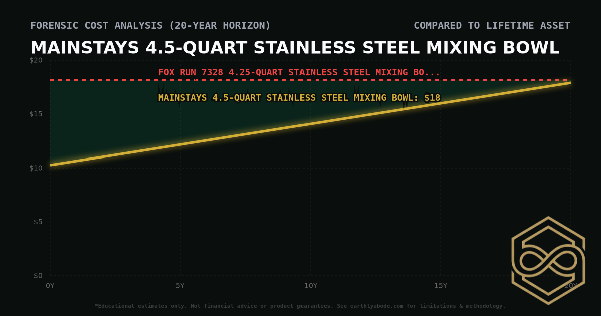 Mainstays 4.5-Quart Stainless Steel Mixing Bowl TCO Chart: $18 vs Fox Run 7328 4.25-Quart Stainless Steel Mixing Bowl