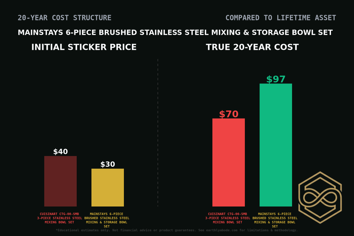 Mainstays 6-Piece Brushed Stainless Steel Mixing & Storage Bowl Set Cost Breakdown