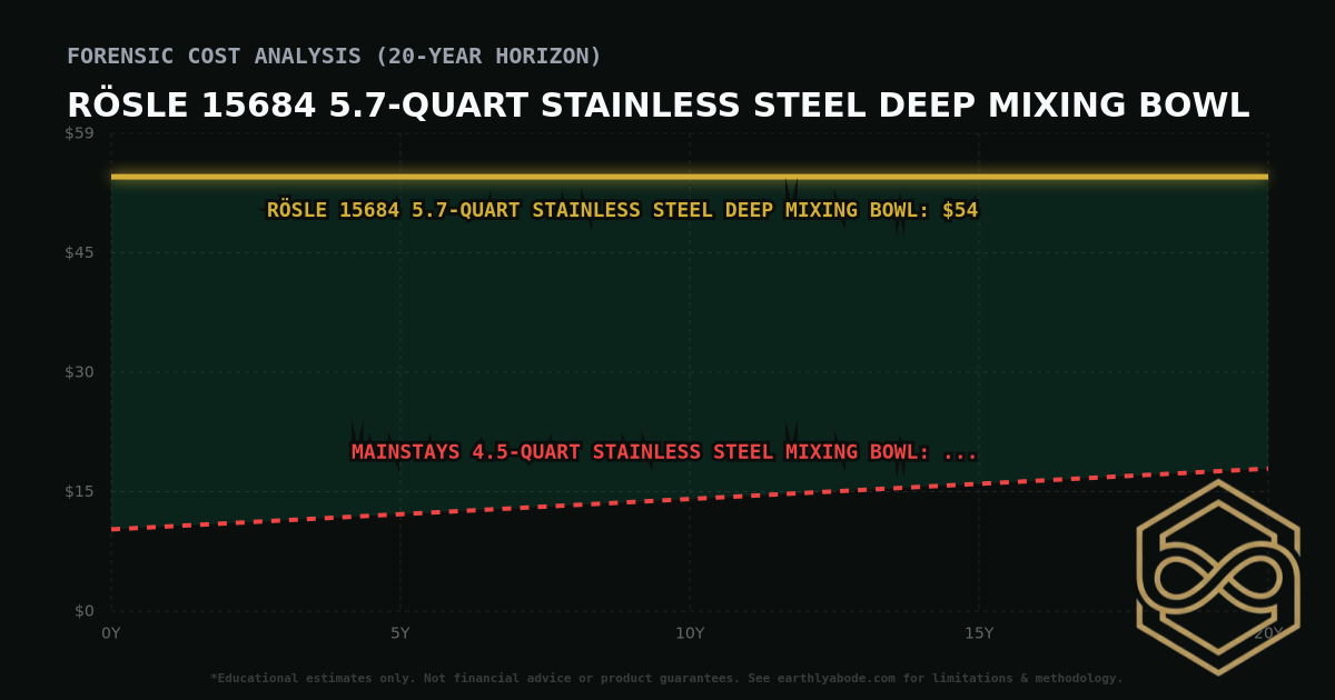 Rösle 15684 5.7-Quart Stainless Steel Deep Mixing Bowl TCO Chart: $54 vs Mainstays 4.5-Quart Stainless Steel Mixing Bowl