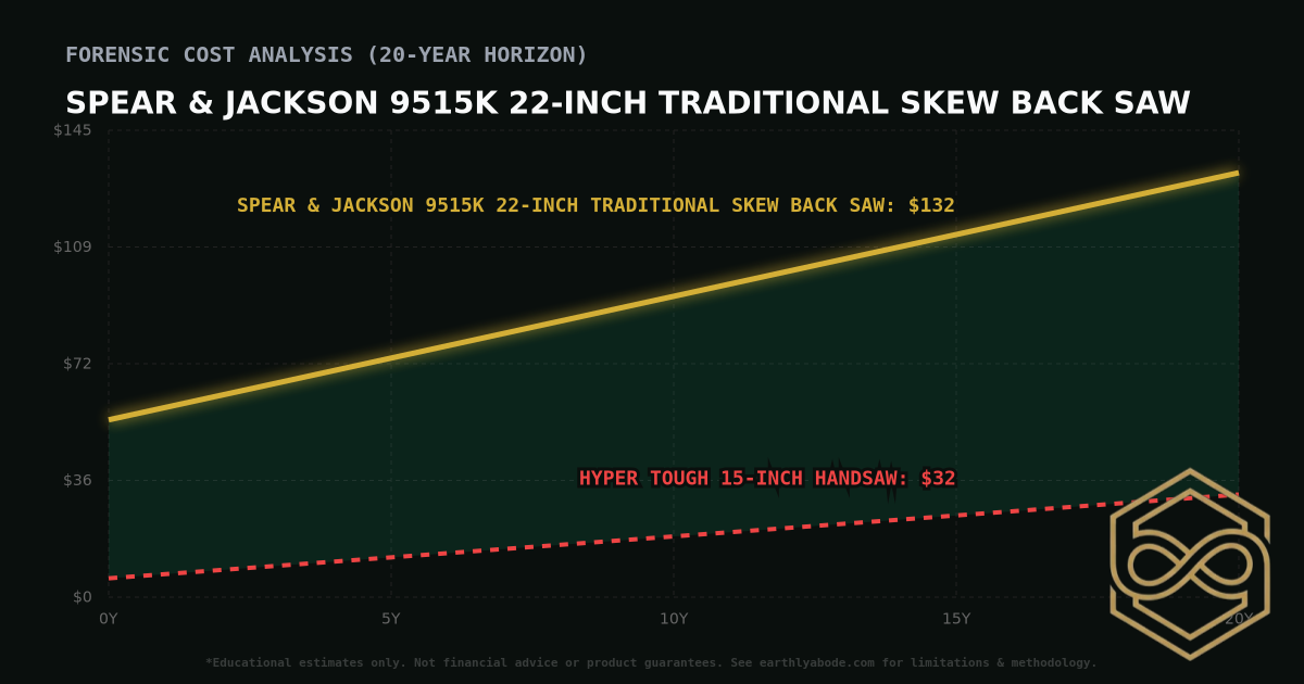 Spear & Jackson 9515K 22-Inch Traditional Skew Back Saw TCO Chart: $132 vs Hyper Tough 15-Inch Handsaw