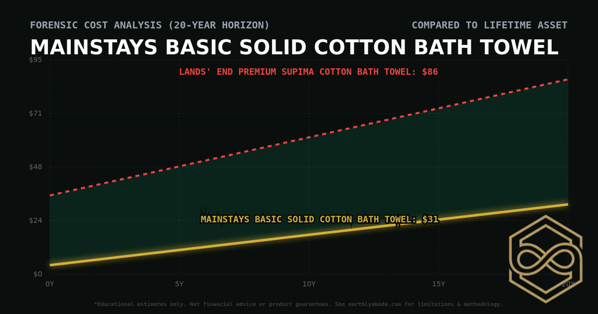 Mainstays Basic Solid Cotton Bath Towel TCO Chart: $31 vs Lands' End Premium Supima Cotton Bath Towel