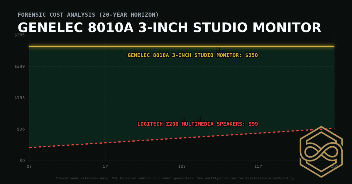 Genelec 8010A 3-inch Studio Monitor TCO Chart: $350 vs Logitech Z200 Multimedia Speakers