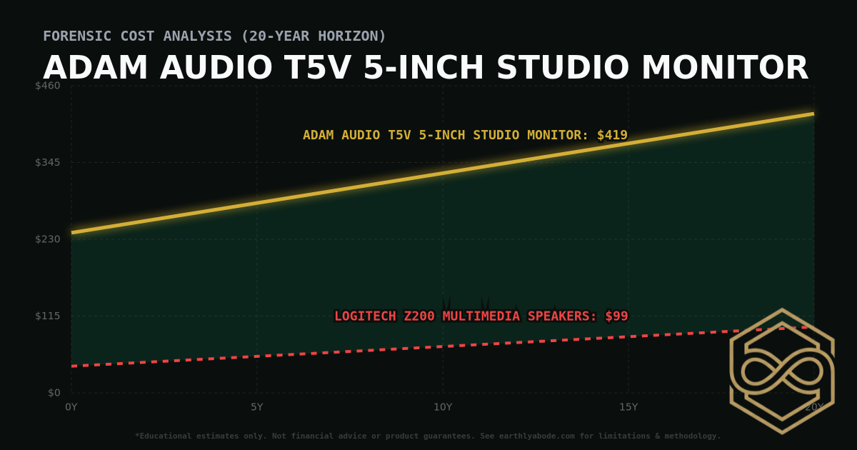 ADAM Audio T5V 5-inch Studio Monitor TCO Chart: $419 vs Logitech Z200 Multimedia Speakers