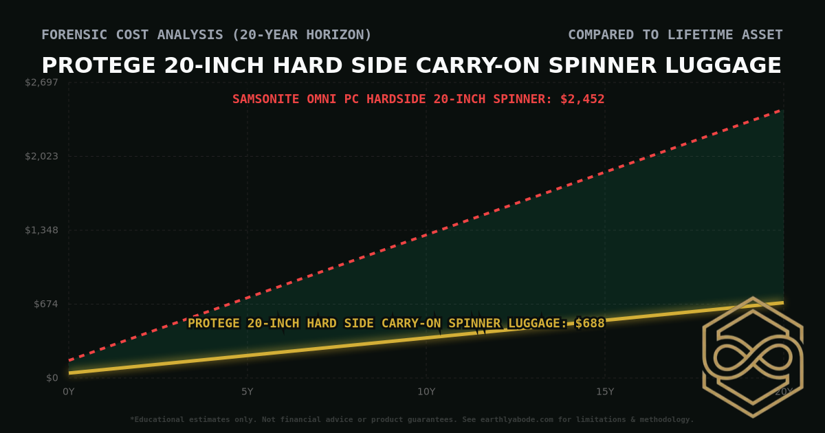 Protege 20-inch Hard Side Carry-On Spinner Luggage TCO Chart: $688 vs Pelican 1535TRVL Air 22-inch Carry-On Case