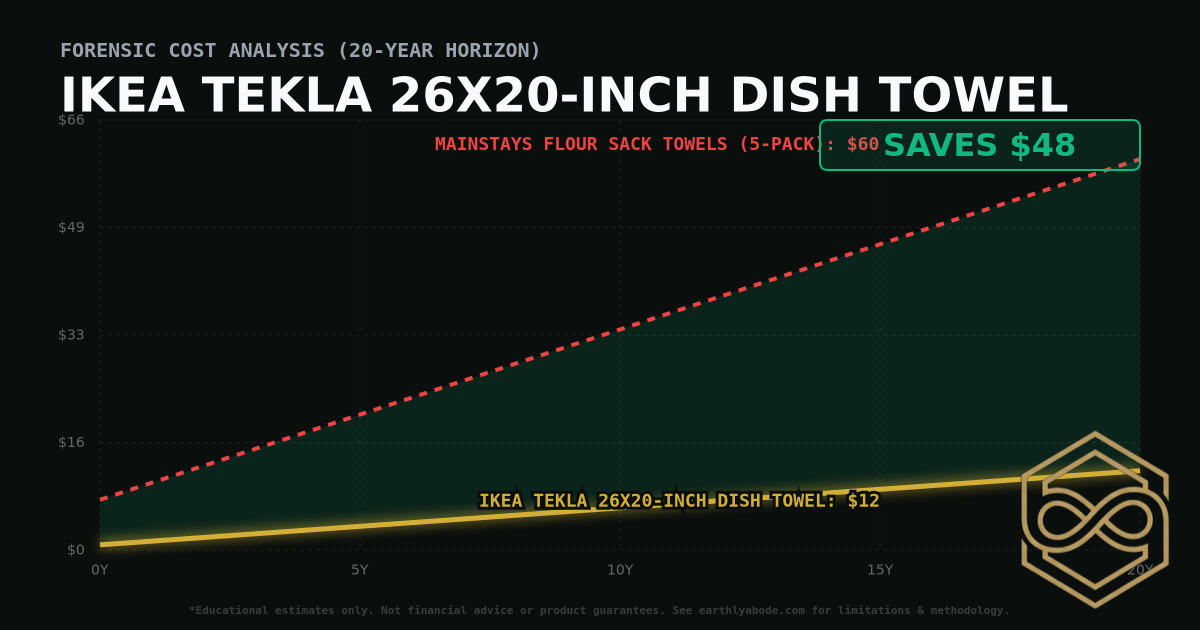 IKEA TEKLA 26x20-inch Dish Towel TCO Chart: $12 vs Mainstays Flour Sack Towels (5-Pack)