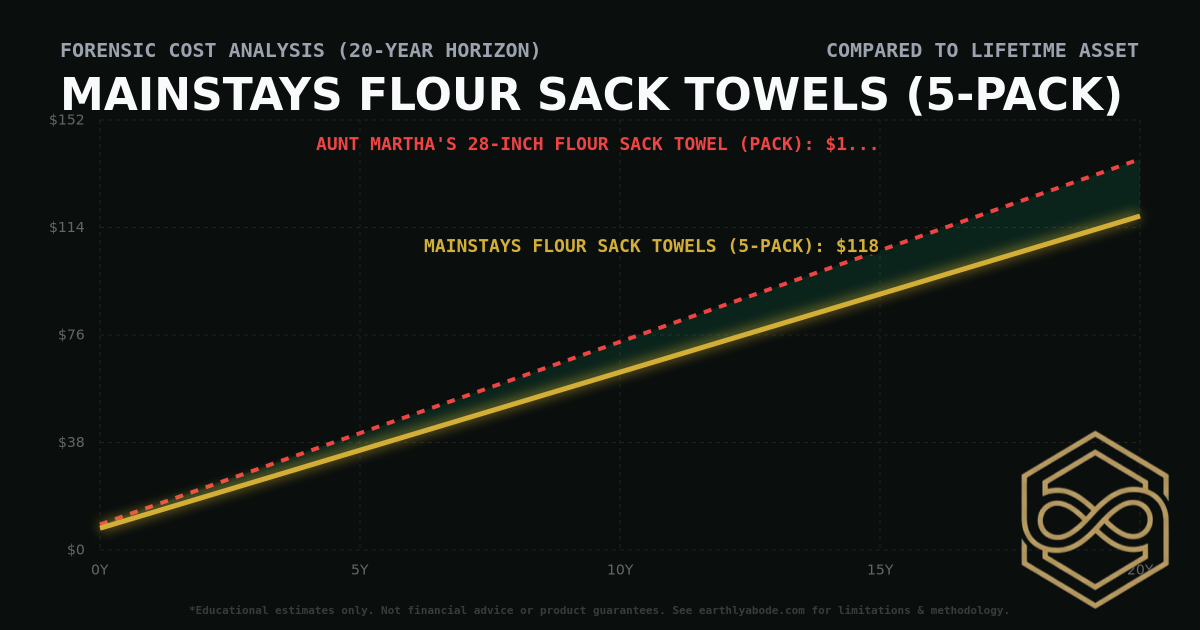 Mainstays Flour Sack Towels (5-Pack) TCO Chart: $118 vs Aunt Martha's 28-inch Flour Sack Towel (Pack)