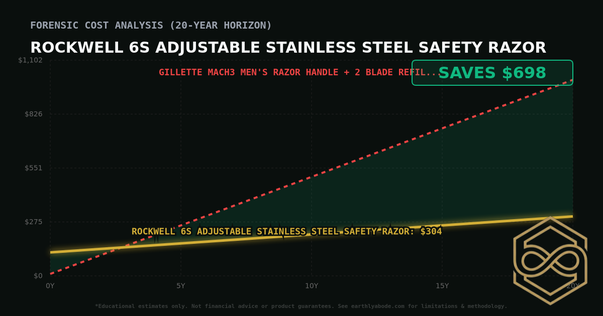 Rockwell 6S Adjustable Stainless Steel Safety Razor TCO Chart: $304 vs Gillette Mach3 Men's Razor Handle + 2 Blade Refills